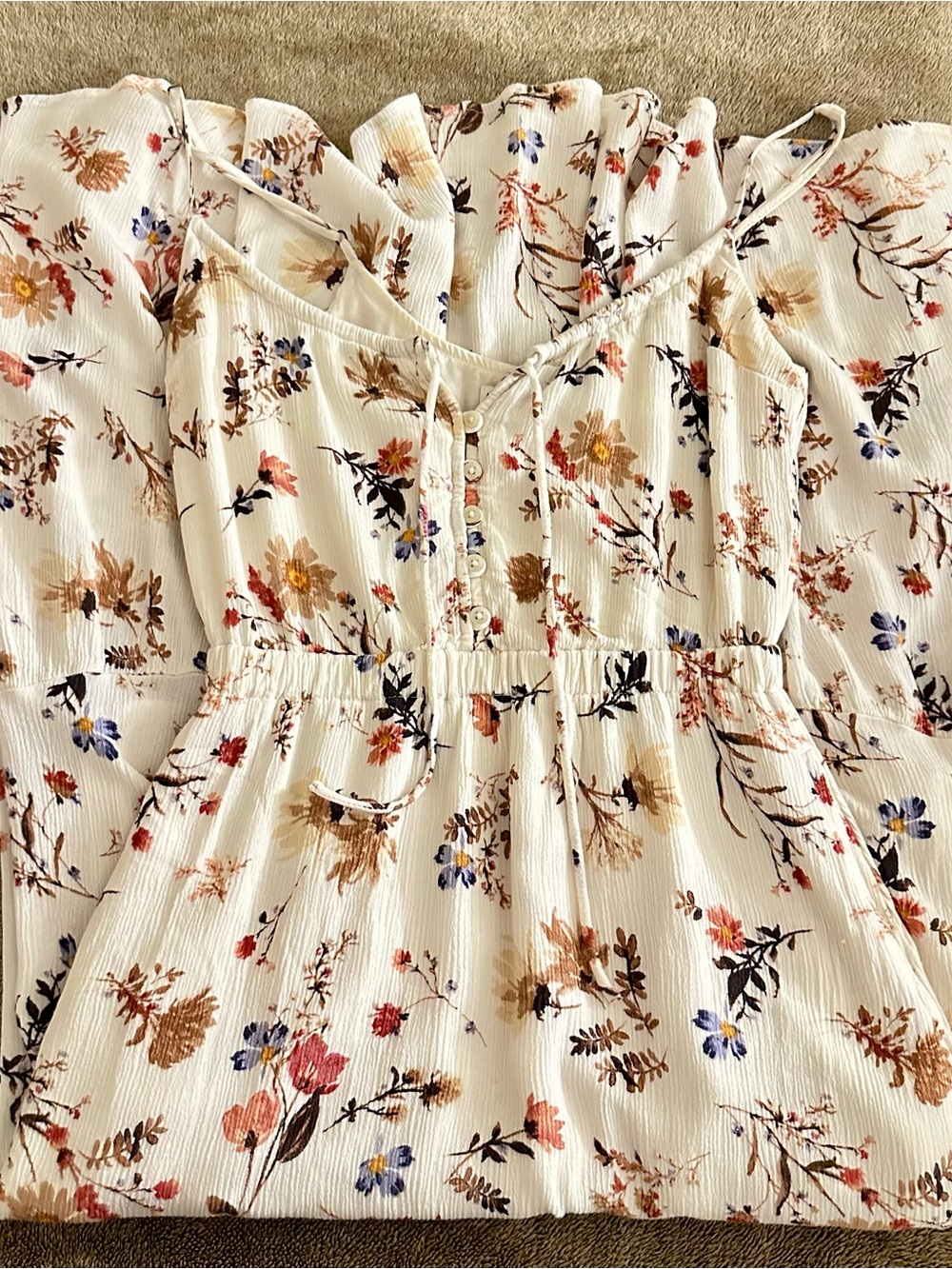 Abercrombie & Fitch Cream Floral Button-Front Maxi Dress XS